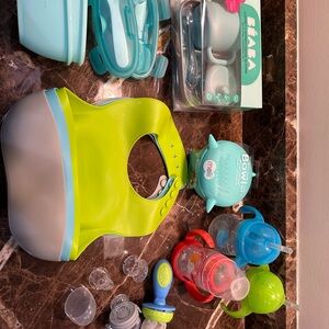 Sold! Béaba Baby Feeding Set - Green and Blue